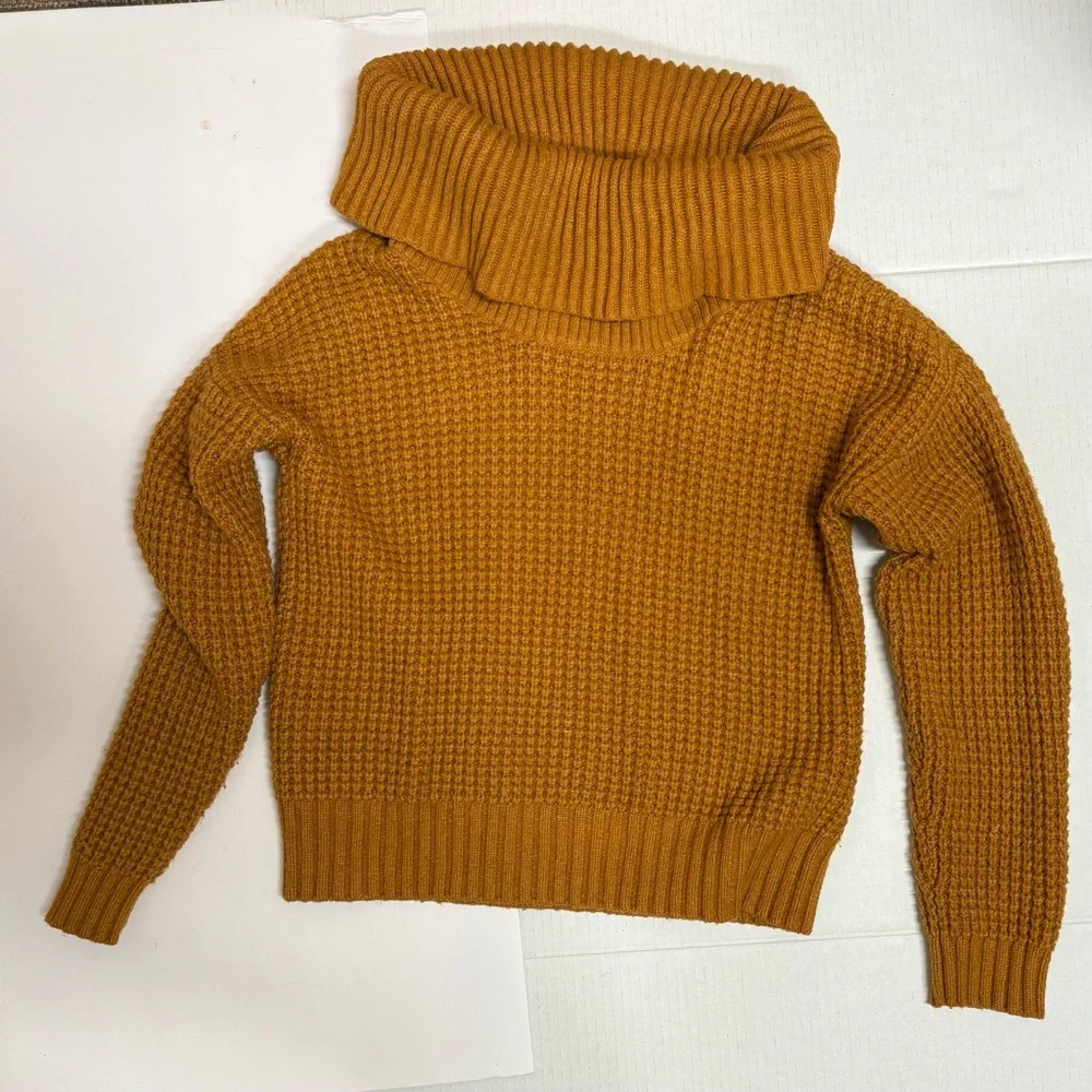 Modcloth cowlneck chunky sweater mustard yellow fall cozy versitile soft autumn - Picture 6 of 10